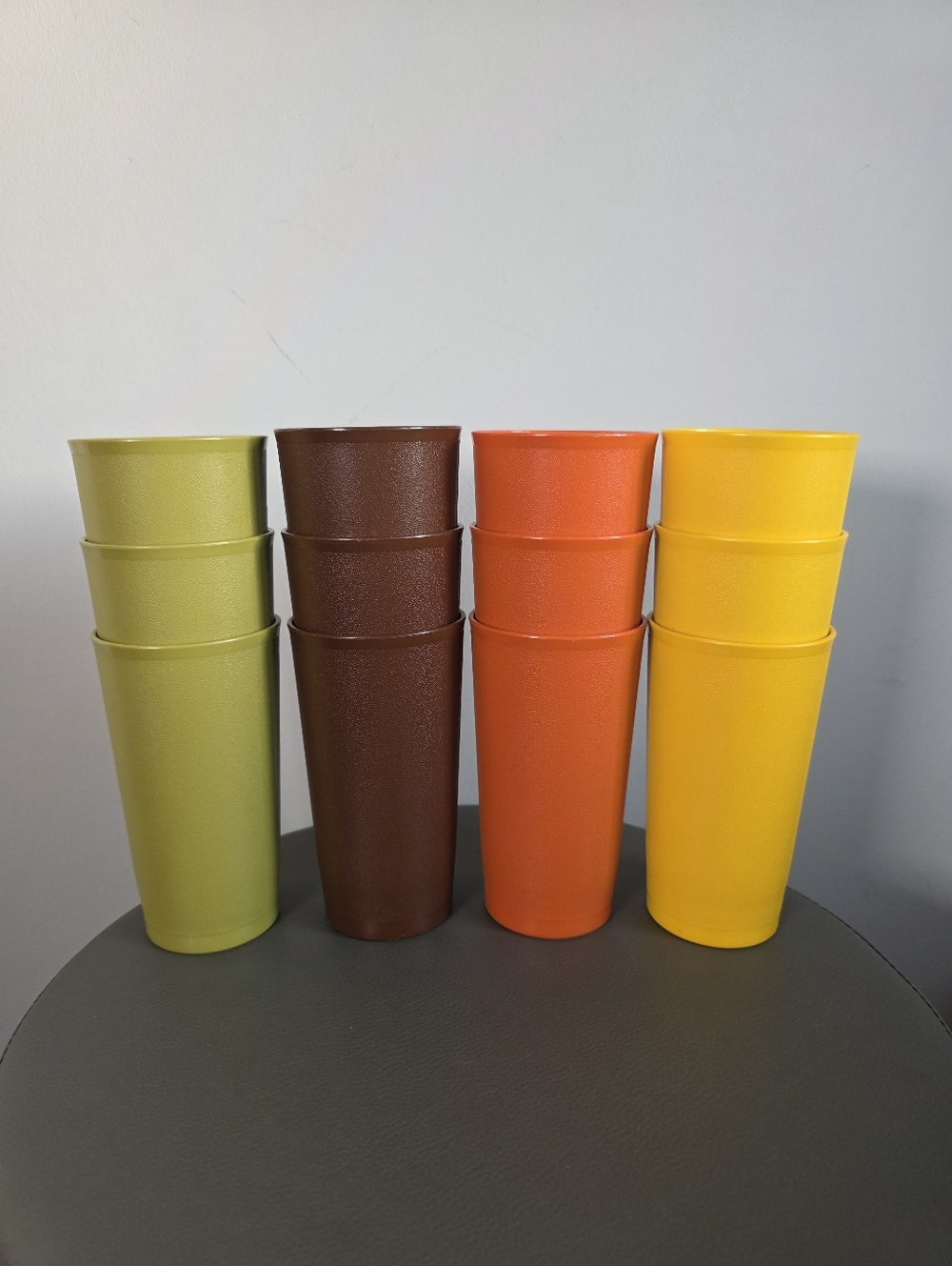 Vintage Tupperware Tall Tumblers Set of 12 Harvest Colors Plastic Cups